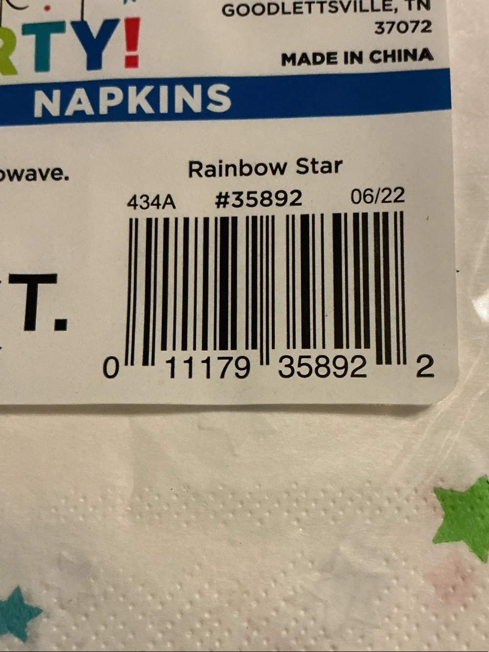 NWT Rainbow 'Happy Birthday' Napkins and Tableware Set - 5 pcs